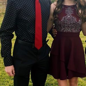 Burgundy halter top Homecoming dress!